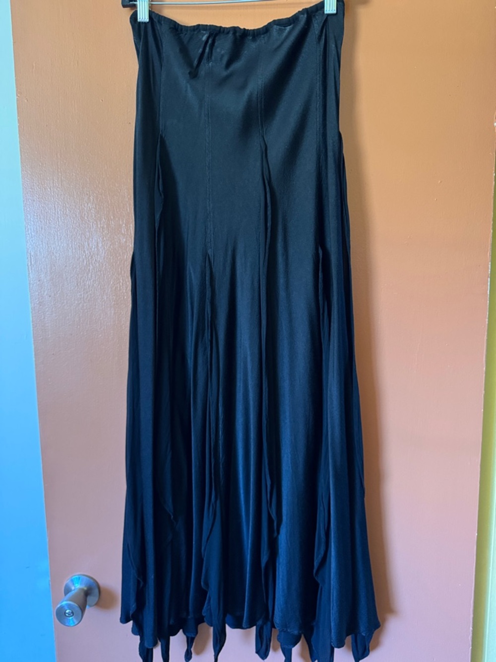 Ghost London Black Viscose Maxi Skirt | Size 14 | Flowy Silky Sheen - Picture 3 of 6